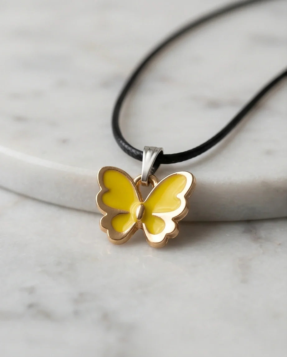 Golden Glow Butterfly Pendant Necklace