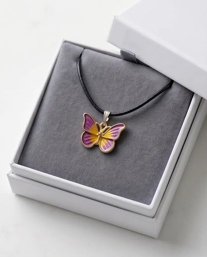 Purple & Gold Butterfly Pendant Necklace