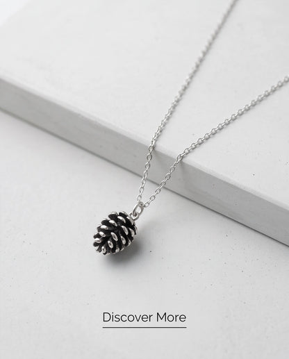 Antique Silver Pinecone Pendant Chain Necklace