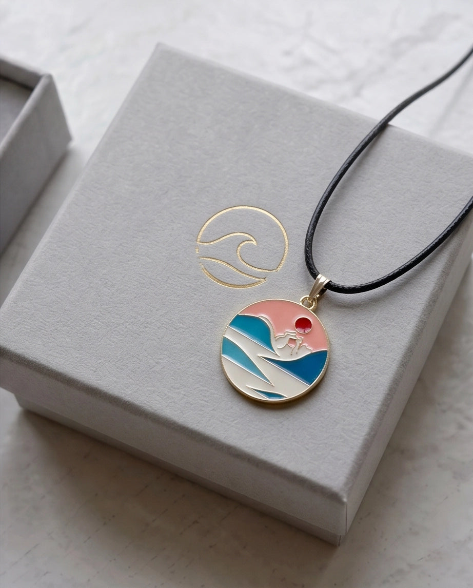 Sunset Wave Medallion Cord Necklace