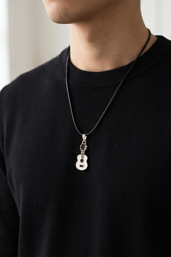 Gold and White Acoustic Guitar Necklace