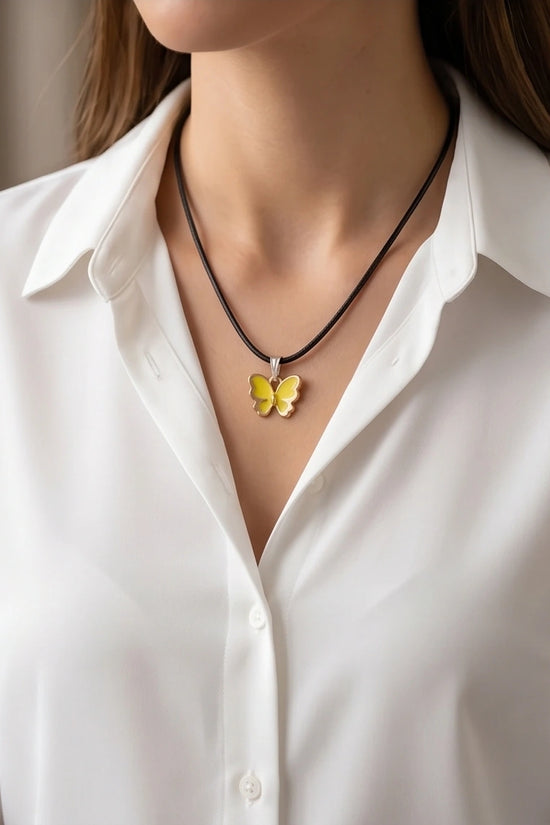 Golden Glow Butterfly Pendant Necklace