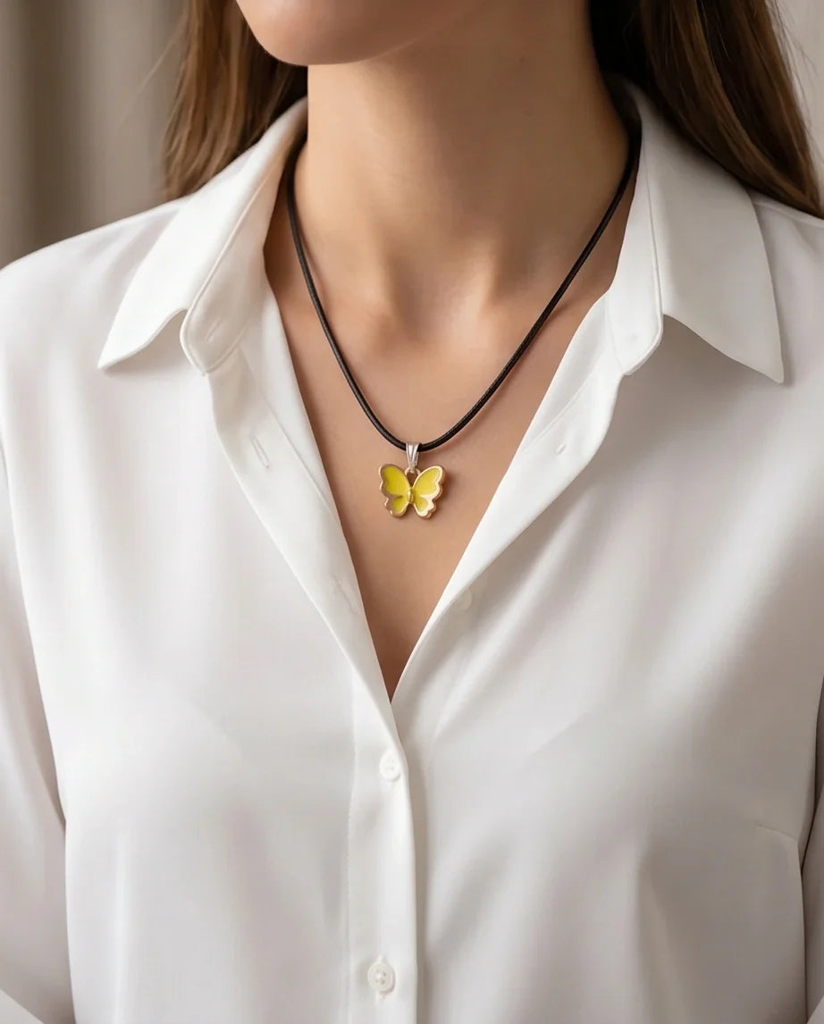 Golden Glow Butterfly Pendant Necklace