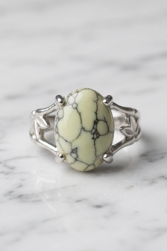 Earthy Mint Leaf Statement Ring