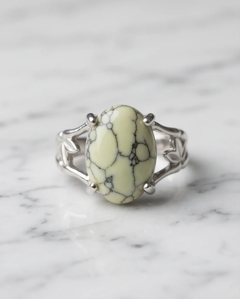 Earthy Mint Leaf Statement Ring