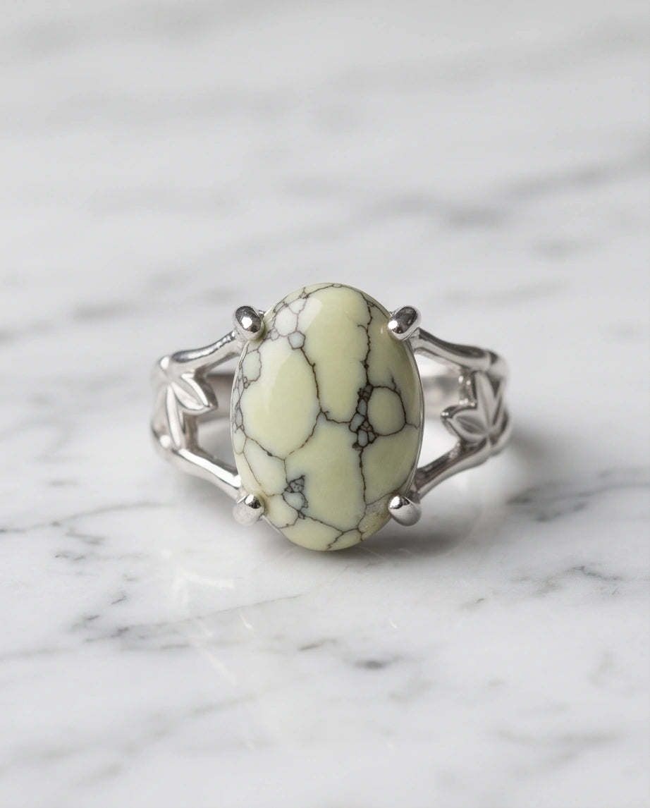 Earthy Mint Leaf Statement Ring