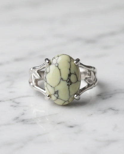 Earthy Mint Leaf Statement Ring