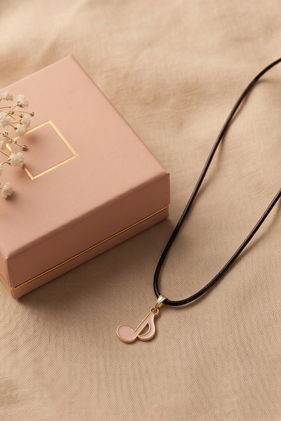 Gold and Pink Eighth Note Necklace