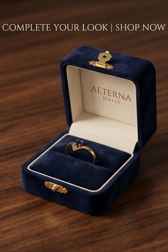 Gold Plated Blue Sapphire Droplet Chevron Ring