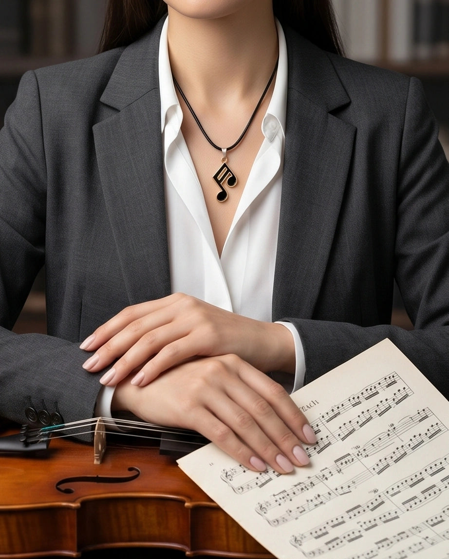 Rose Gold and Black Sixteenth Note Necklace