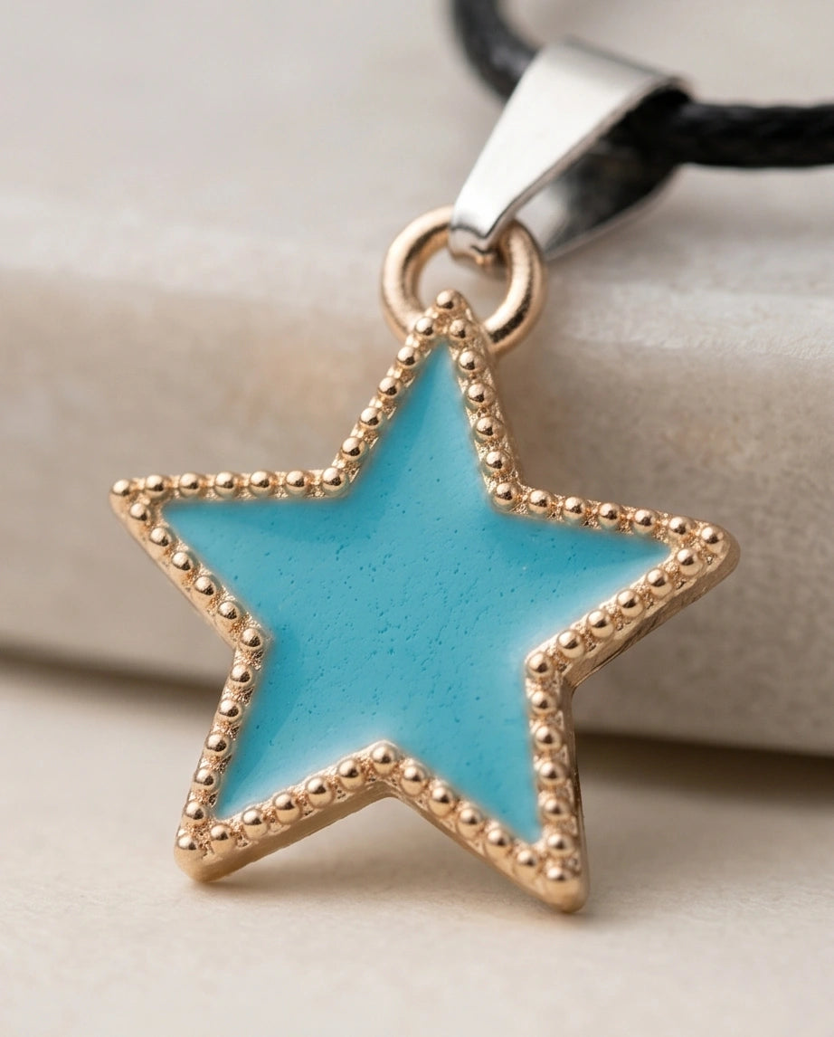 Gold and Turquoise Beaded Star Necklace