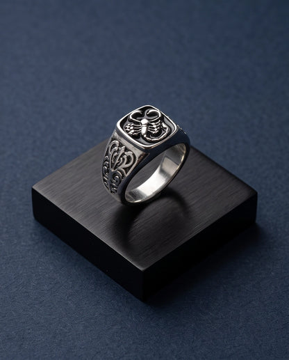 Black Enamel Scorpion Silver Ring
