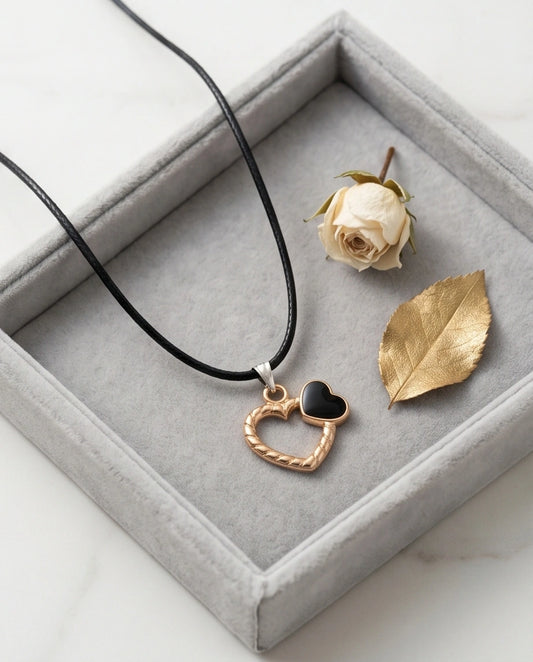 Gold Twisted Double Heart Necklace