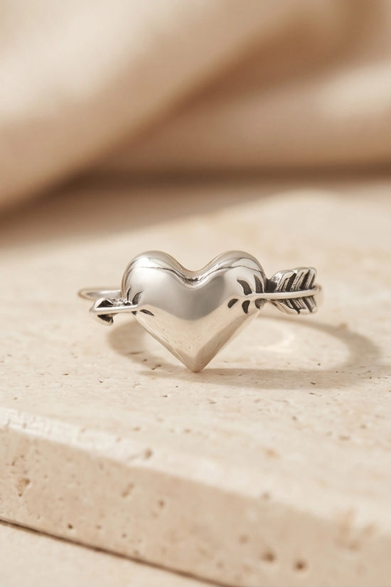 Sterling Silver Cupid's Arrow Heart Ring