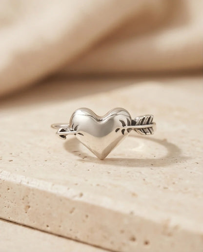 Sterling Silver Cupid's Arrow Heart Ring