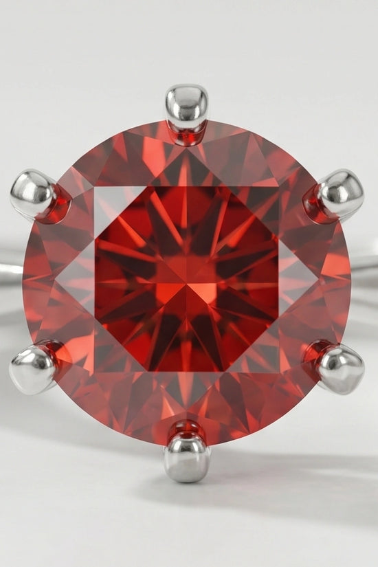 Sterling Silver Classic Round-Cut Crimson Ruby Solitaire Ring