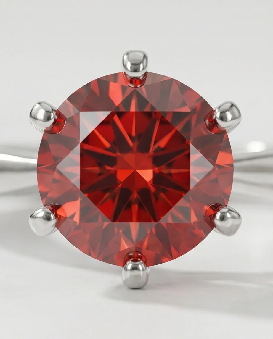 Sterling Silver Classic Round-Cut Crimson Ruby Solitaire Ring