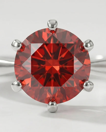 Sterling Silver Classic Round-Cut Crimson Ruby Solitaire Ring