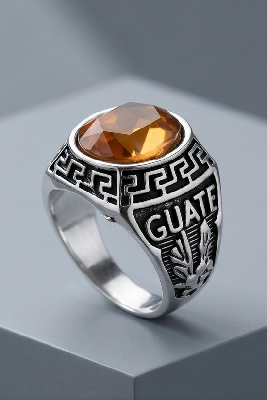 Vintage Amber Citrine Signet Ring