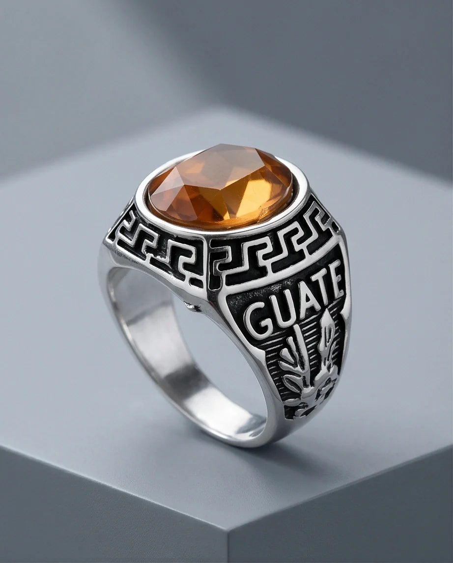Vintage Amber Citrine Signet Ring