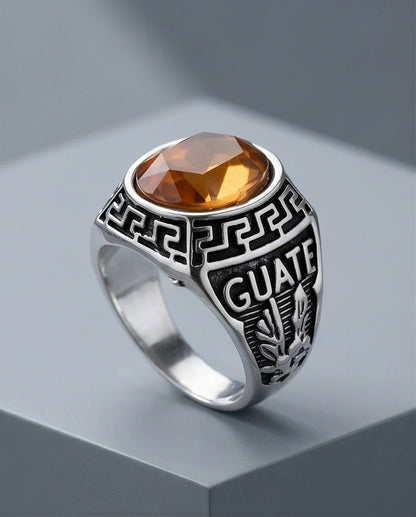 Vintage Amber Citrine Signet Ring
