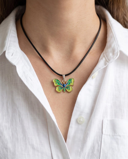 Vibrant Multi-Color Butterfly Pendant Necklace