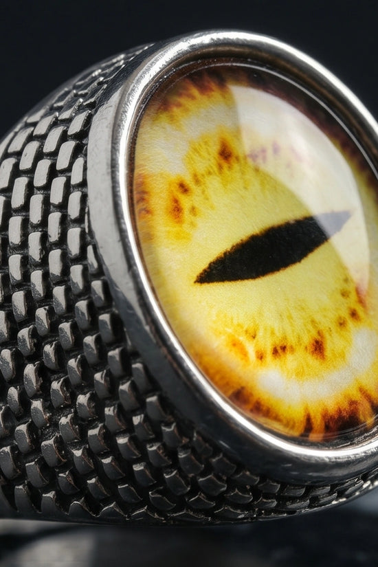 Vintage Sterling Silver Golden Snake's Eye Statement Ring