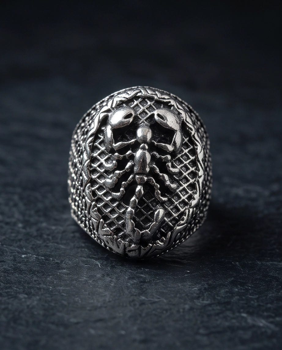 Arachnid Lattice Filigree Silver Ring