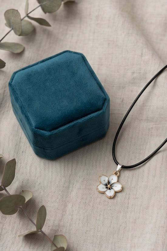 Gold and White Blossom Pendant Necklace