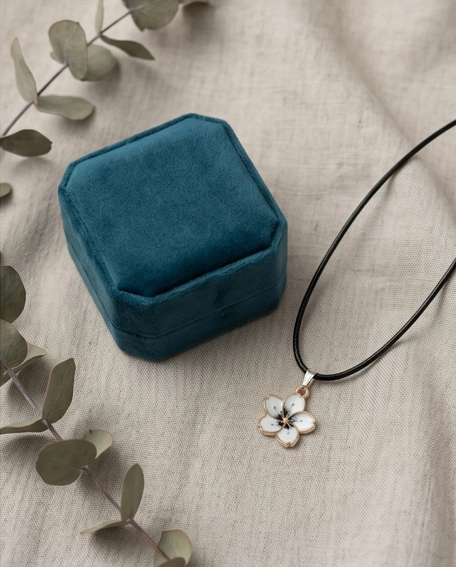 Gold and White Blossom Pendant Necklace