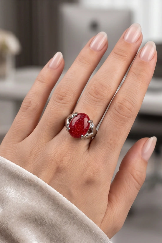 Majestic Lion Red Goldstone Ring