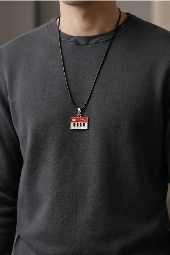 Gold and Red Synthesizer Keyboard Necklace