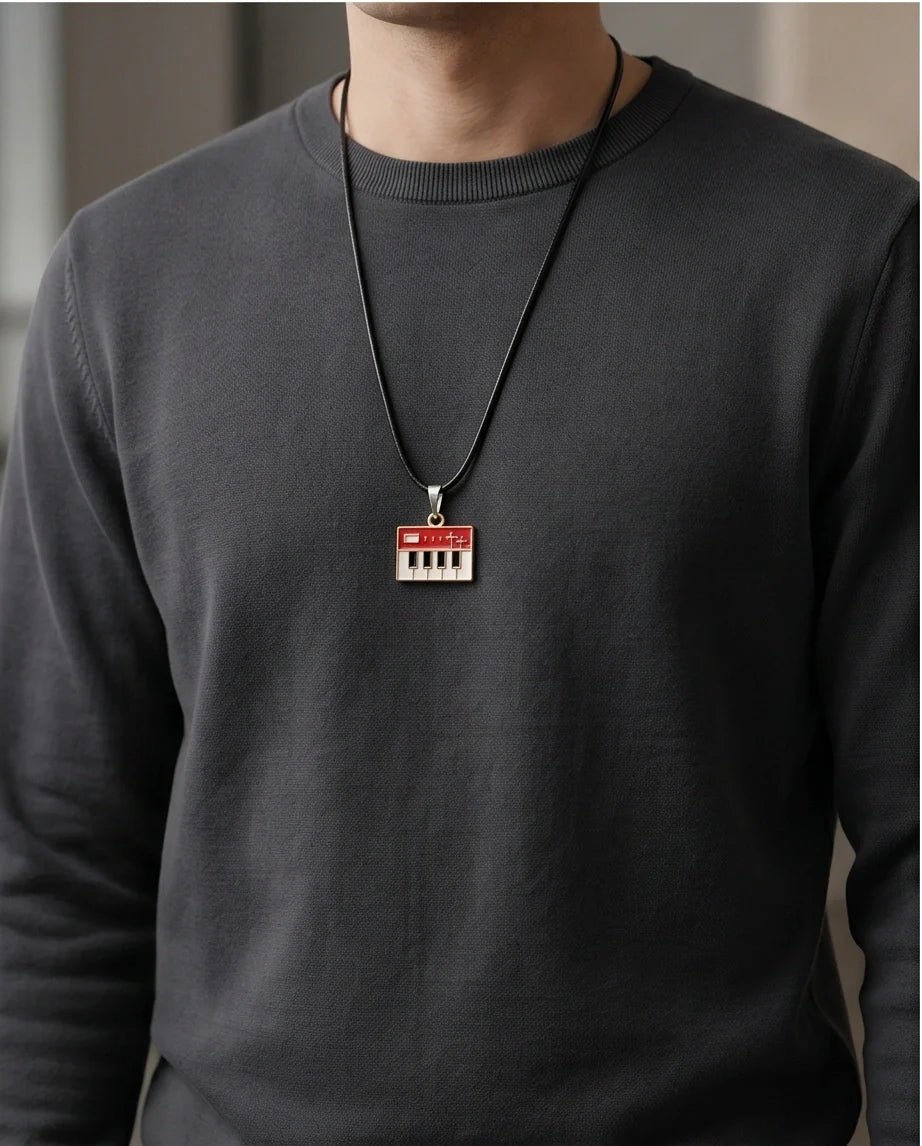 Gold and Red Synthesizer Keyboard Necklace