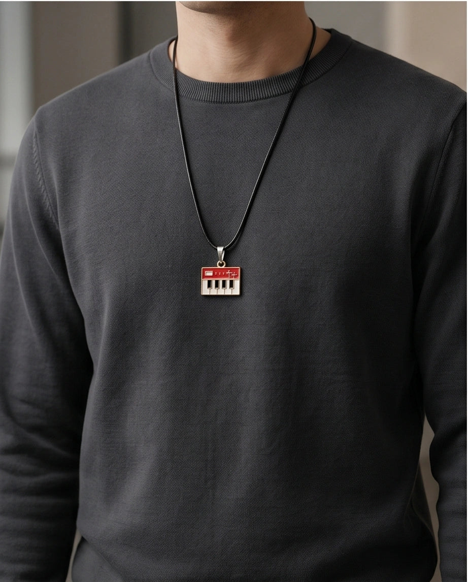 Gold and Red Synthesizer Keyboard Necklace