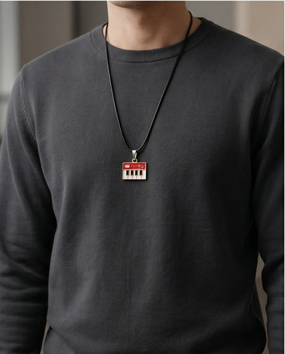 Gold and Red Synthesizer Keyboard Necklace