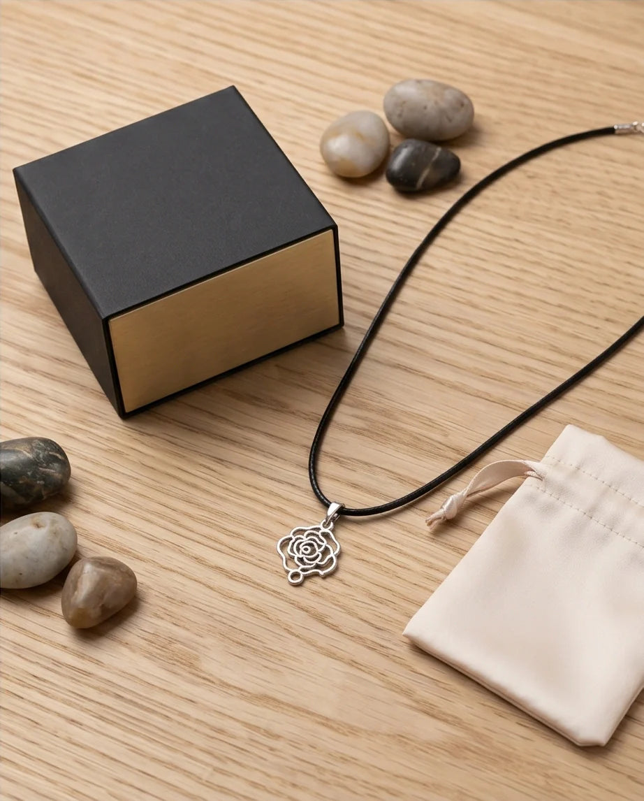 Silver Cutout Rose Pendant Necklace