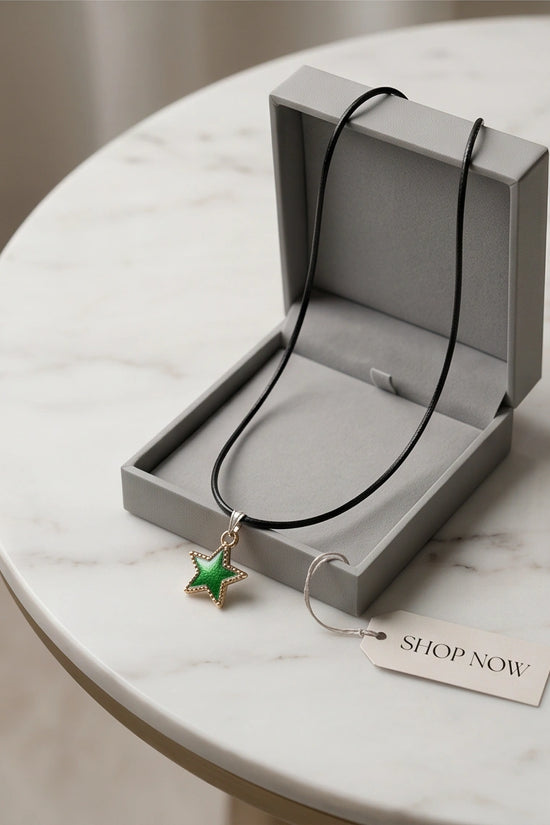 Gold and Green Star Pendant Necklace