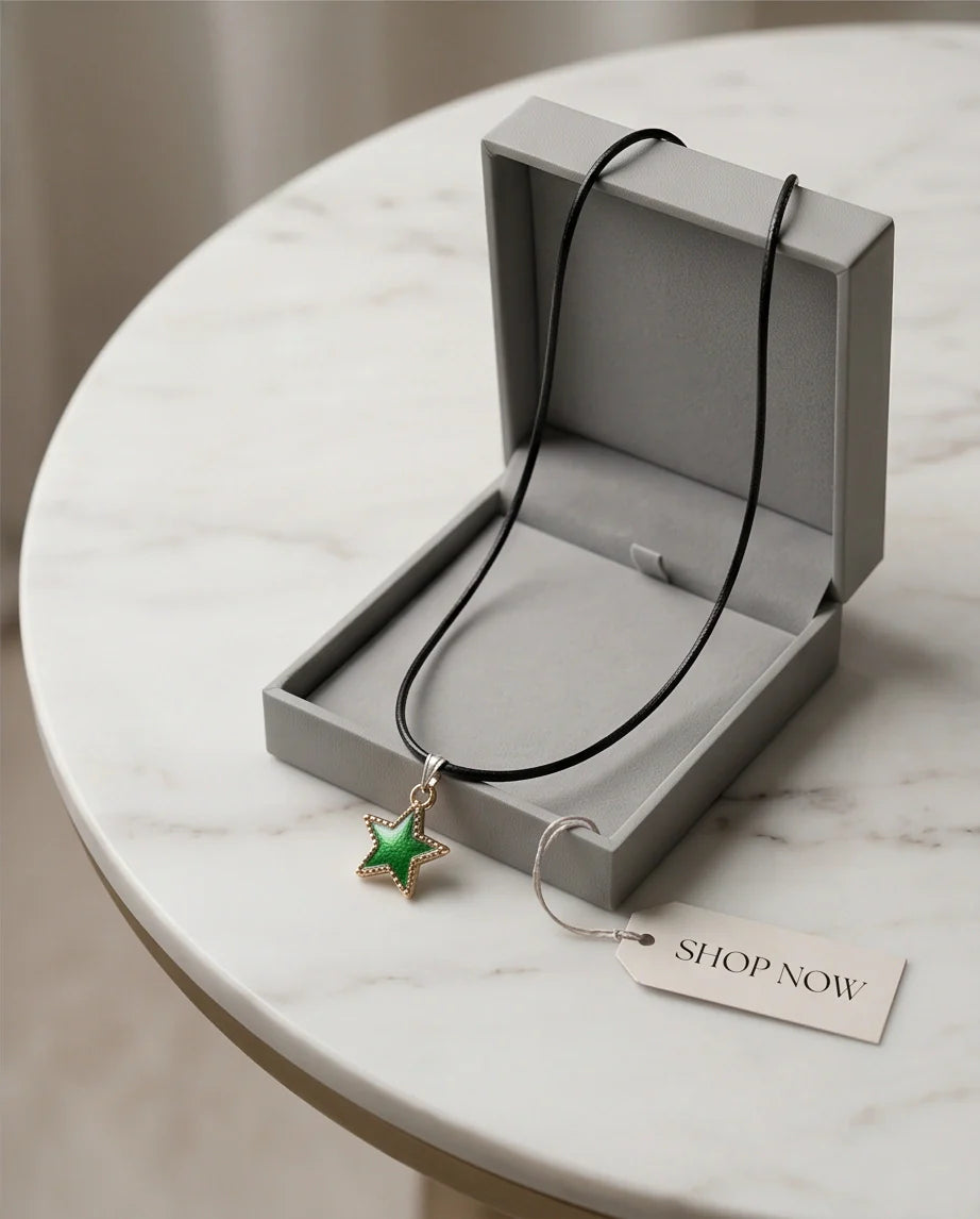 Gold and Green Star Pendant Necklace