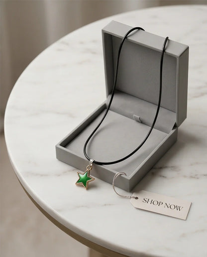 Gold and Green Star Pendant Necklace