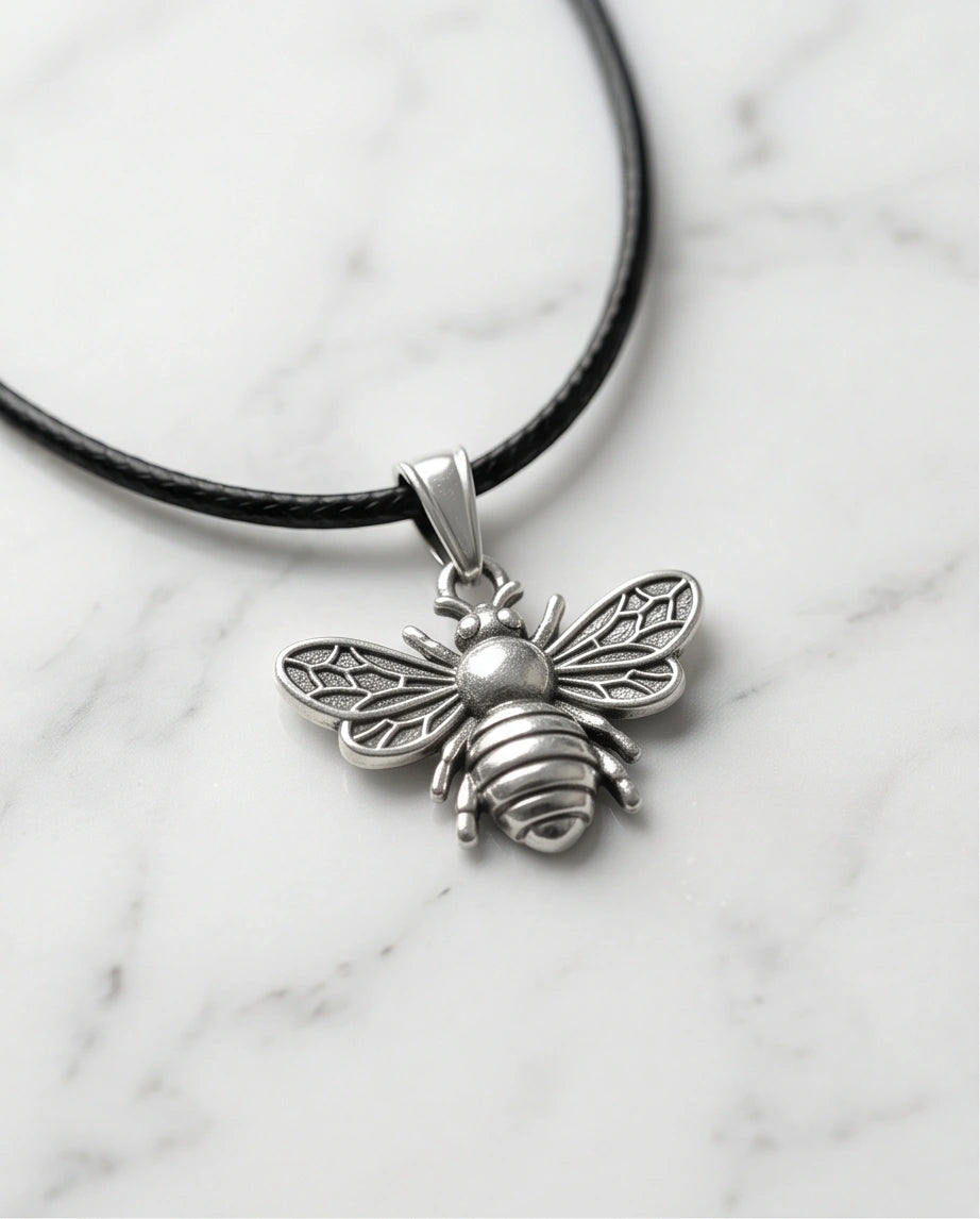 Silver Dainty Honeybee Pendant Necklace
