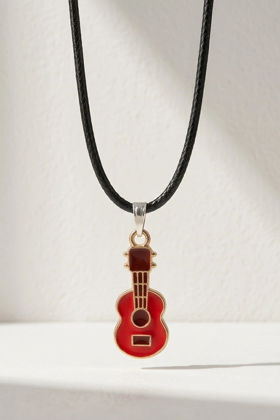 Gold and Red Acoustic Guitar Necklace