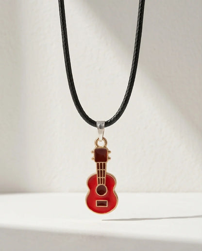 Gold and Red Acoustic Guitar Necklace
