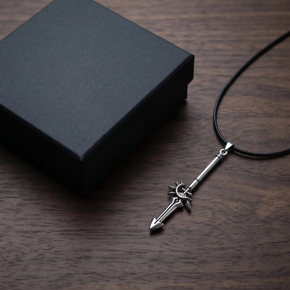 Spiked Crescent Spearhead Pendant Necklace