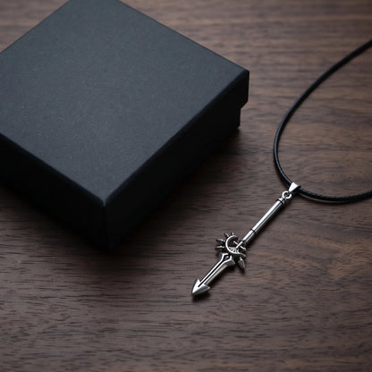 Spiked Crescent Spearhead Pendant Necklace