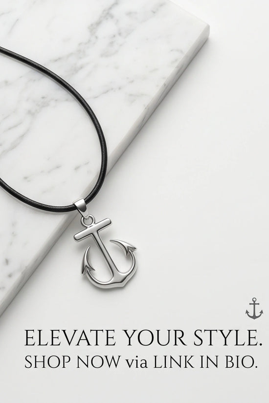 The Voyager: Minimalist Matte Silver Anchor Pendant Necklace