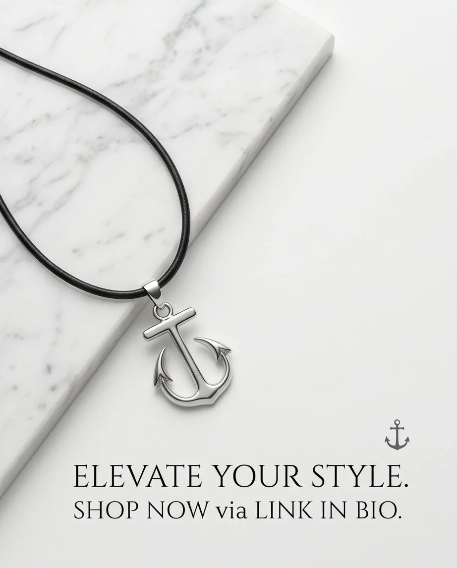 The Voyager: Minimalist Matte Silver Anchor Pendant Necklace