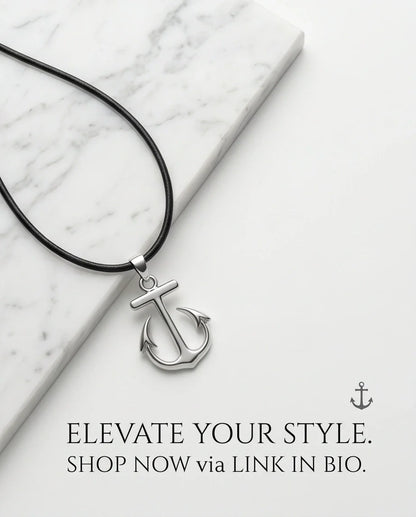 The Voyager: Minimalist Matte Silver Anchor Pendant Necklace