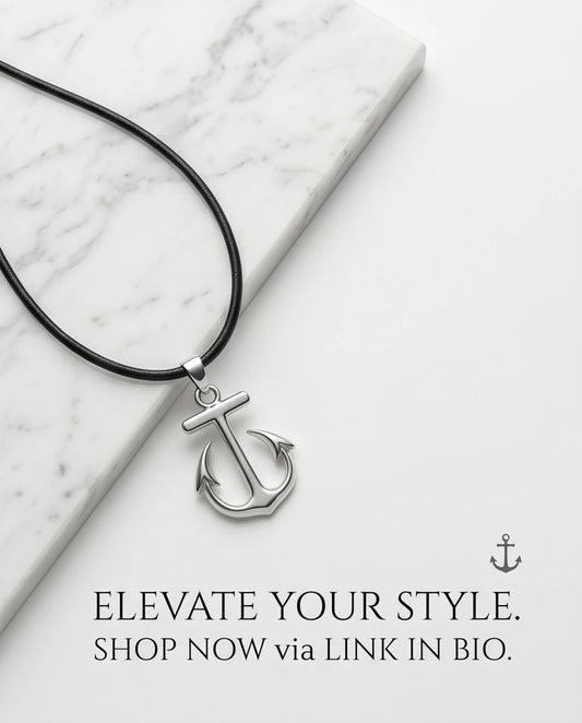 The Voyager: Minimalist Matte Silver Anchor Pendant Necklace