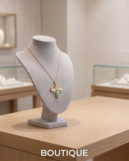 Gold Turquoise Enamel Bee Necklace