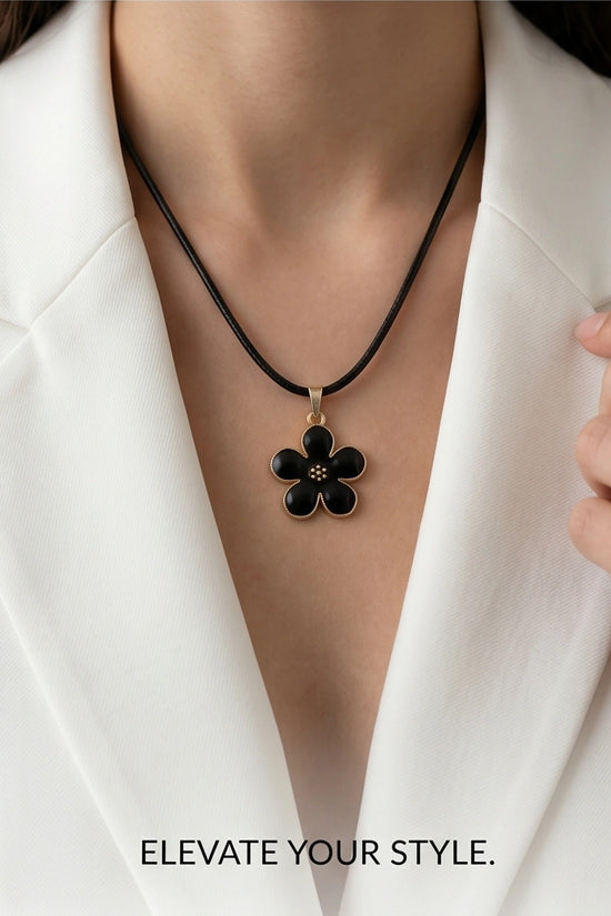 Gold and Black Blossom Flower Necklace